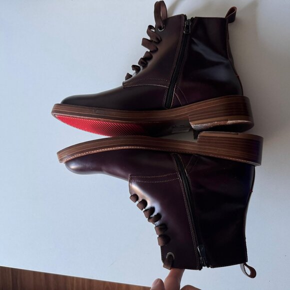 ISAIA NAPOLI Burgundy/Lace Up Anckle Boots Shoes Leather 9 UK / 10 US /  43 EU - Picture 10 of 13